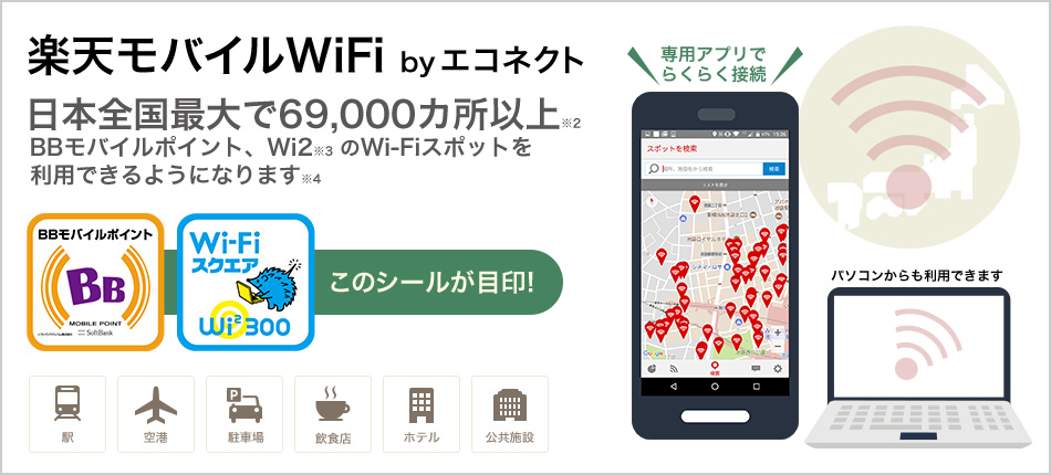 Wifiスポット 楽天モバイルwifi By エコネクト とは 料金 メリットは