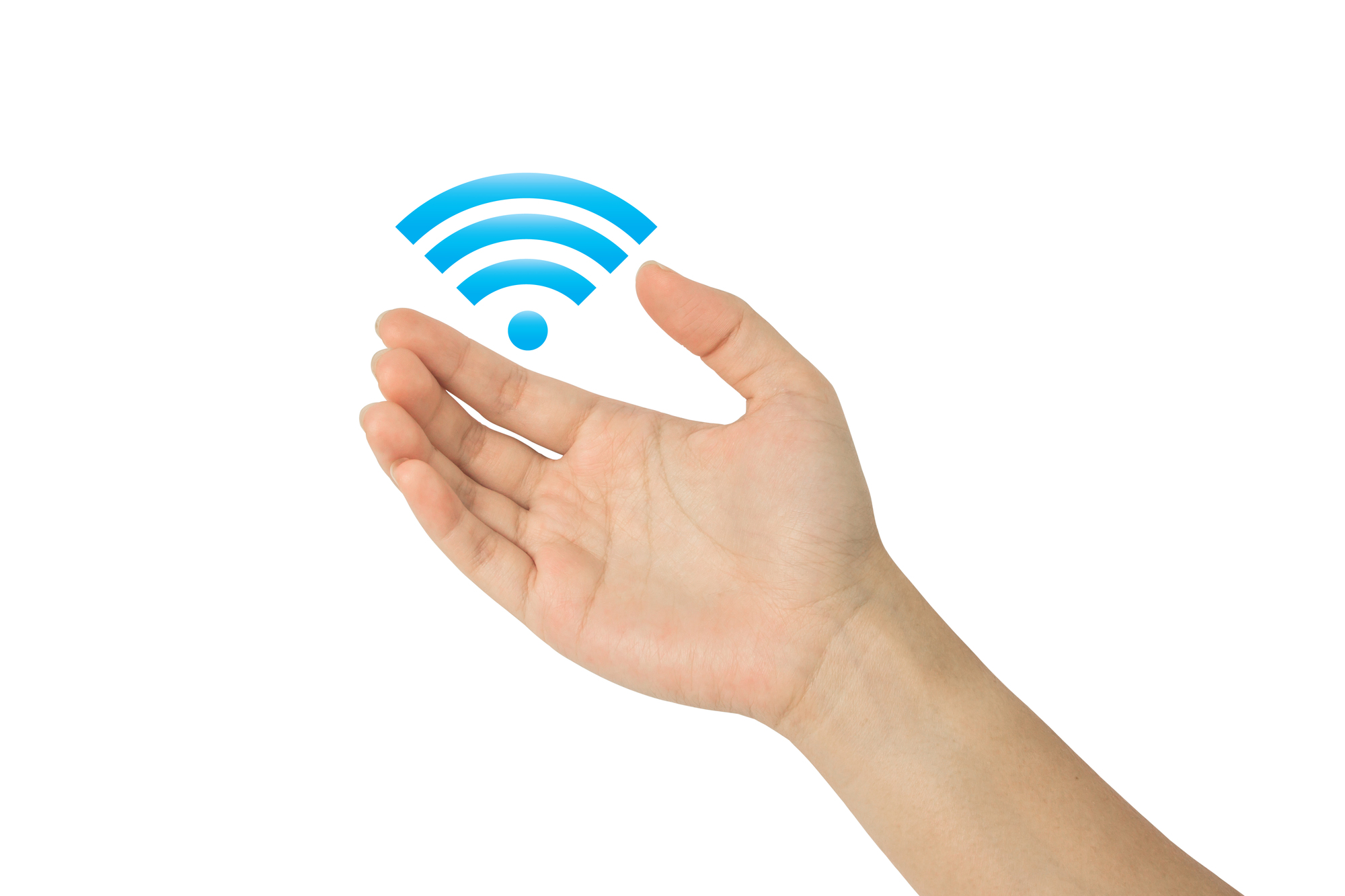 Hand with wi-fi icon
