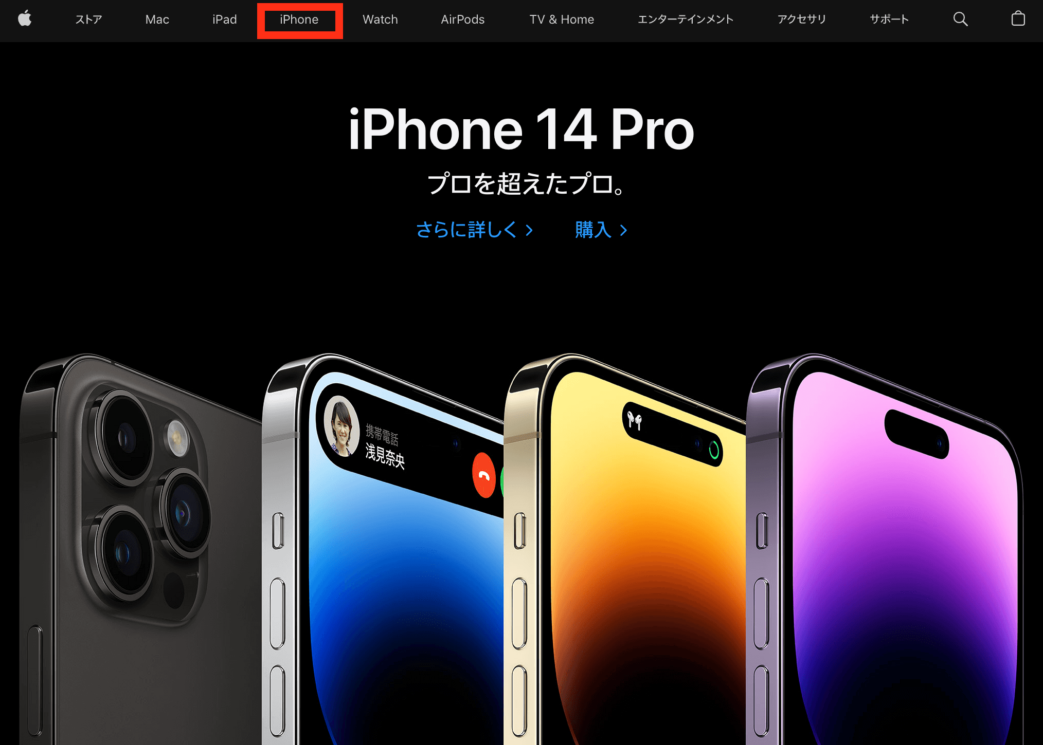 ナビゲーションの「iPhone」よりiPhone 13を選択