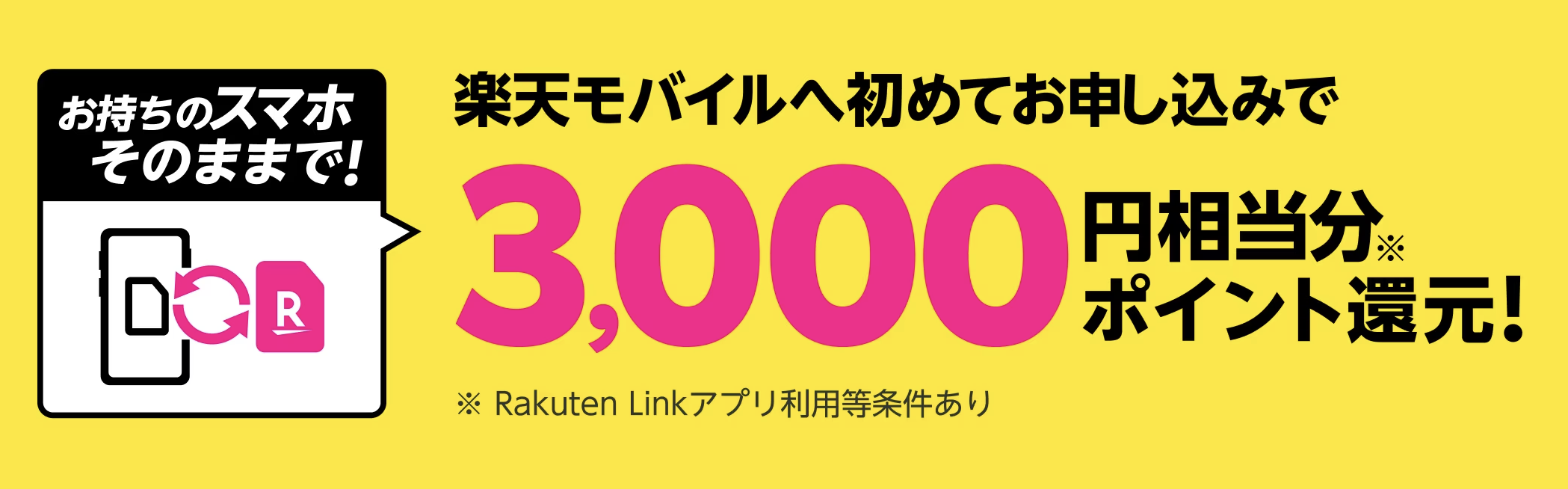【Rakuten最強プランお申し込み特典】だれでも3,000ポイントプレゼント